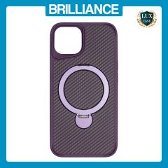 Brilliance LUX iPhone 13 360° Rotating Magnetic Metal Bracket Carbon Fiber Pattern Matte PC+TPU Phone case Purple