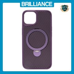 Brilliance LUX iPhone 14 360° Rotating Magnetic Metal Bracket Carbon Fiber Pattern Matte PC+TPU Phone case Purple