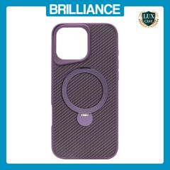 Brilliance LUX iPhone 16 Pro Max 360° Rotating Magnetic Metal Bracket Carbon Fiber Pattern Matte PC+TPU Phone case Purple