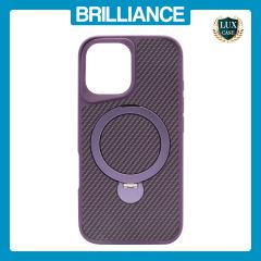 Brilliance LUX iPhone 16 360° Rotating Magnetic Metal Bracket Carbon Fiber Pattern Matte PC+TPU Phone case Purple