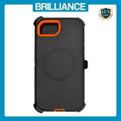 Brilliance HEAVY DUTY iPhone 16E (Pro Series) + Magnetic Case Black + Orange