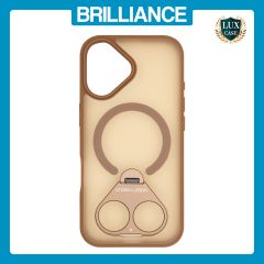Brilliance LUX iPhone 17 Anti-shock Magnetic Matte Clear TPU + Acrylic Kickstand Phone Case Gold