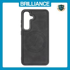 Brilliance LUX Samsung S25 Matte Magnetic TPU+PC+PU leather Phone Case Black