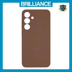 Brilliance LUX Samsung S25 Plus Magnetic Solid Silicone with Open-Area Camera Cutout Phone Case Brown
