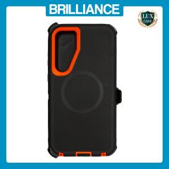 Brilliance HEAVY DUTY Samsung S25 Plus (Pro Series) + Magnetic Case Black + Orange