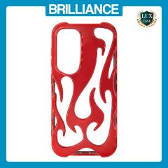 Brilliance LUX Samsung S25 FE Flame Design Soft TPU Chrome-Plated Openwork Phone Case Red
