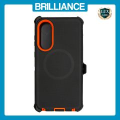 Brilliance HEAVY DUTY Samsung S25 Edge (Pro Series) + Magnetic Case Black + Orange