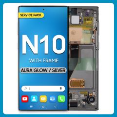 Samsung Note 10 LCD With Touch + Frame Aura Glow/ Silver Service Pack