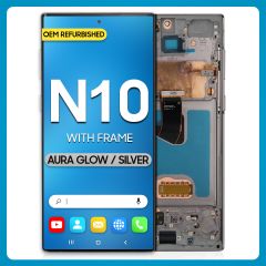 Samsung Note 10 LCD With Touch + Frame Aura Glow/ Silver (Refurbished)