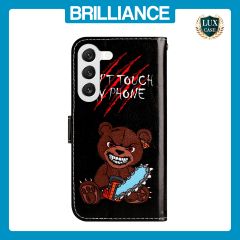 Brilliance LUX Samsung S23 Flip PU Leather Wallet 3D Print Bear with Wrist Strap Case