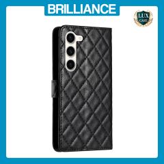 Brilliance LUX Samsung S23 Flip PU Leather Wallet 3D Print Rhombus Case Black