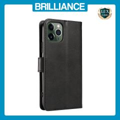 Brilliance LUX iPhone 11 Pro Book Flip Soft PU Leather Wallet with Card Pockets Case Black