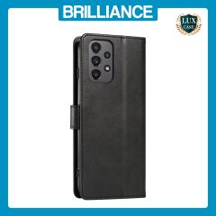 Brilliance LUX Samsung A23 5G Book Flip Soft PU Leather Wallet with Card Pockets Case Black