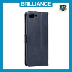 Brilliance LUX iPhone 6P/7P/8P Book Flip Soft PU Leather Wallet with Card Pockets Case Blue