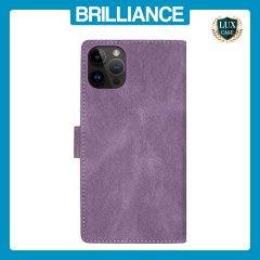 Brilliance LUX iPhone 12 Pro Max Flip Premium PU Leather Wallet Business Style with Card Pockets Case Purple