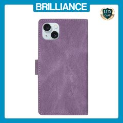 Brilliance LUX iPhone 15 Flip Premium PU Leather Wallet Business Style with Card Pockets Case Purple