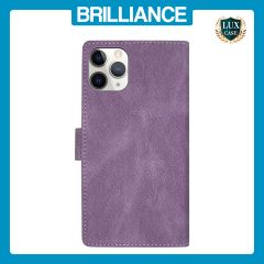 Brilliance LUX iPhone 15 Pro Max Flip Premium PU Leather Wallet Business Style with Card Pockets Case Purple