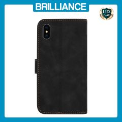 Brilliance LUX iPhone XS Flip Premium PU Leather Wallet Business Style with Card Pockets Case Black