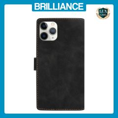 Brilliance LUX iPhone 15 Pro Max Flip Premium PU Leather Wallet Business Style with Card Pockets Case Black