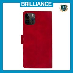Brilliance LUX iPhone 12 Pro Max Flip Premium PU Leather Wallet Business Style with Card Pockets Case Red