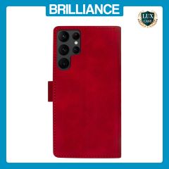 Brilliance LUX Samsung S23 Ultra Flip Premium PU Leather Wallet Business Style with Card Pockets Case Red