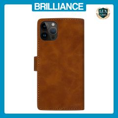 Brilliance LUX iPhone 12 Pro Max Flip Premium PU Leather Wallet Business Style with Card Pockets Case Brown