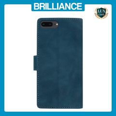 Brilliance LUX iPhone 6P/7P/8P Flip Premium PU Leather Wallet Business Style with Card Pockets Case Blue