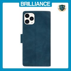 Brilliance LUX iPhone 13 Pro Max Flip Premium PU Leather Wallet Business Style with Card Pockets Case Blue