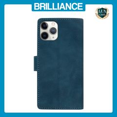 Brilliance LUX iPhone 14 Pro Max Flip Premium PU Leather Wallet Business Style with Card Pockets Case Blue