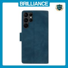 Brilliance LUX Samsung S24 Ultra Flip Premium PU Leather Wallet Business Style with Card Pockets Case Blue