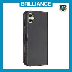 Brilliance LUX Samsung A05 Flip Book PU Leather Wallet  Holder & Stand with Card Pockets Case Black