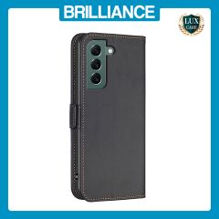 Brilliance LUX Samsung S22 Flip Book PU Leather Wallet  Holder & Stand with Card Pockets Case Black