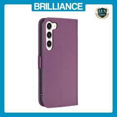 Brilliance LUX Samsung S23 Flip Book PU Leather Wallet  Holder & Stand with Card Pockets Case Purple
