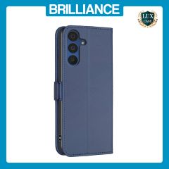 Brilliance LUX Samsung A15 5G Flip Book PU Leather Wallet  Holder & Stand with Card Pockets Case Blue
