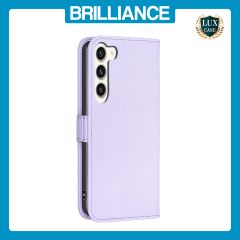 Brilliance LUX Samsung S23 Flip Book PU Leather Wallet  Holder & Stand with Card Pockets Case Light Purple