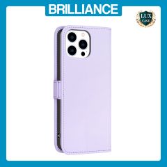 Brilliance LUX iPhone 14 Pro Max Flip Book PU Leather Wallet  Holder & Stand with Card Pockets Case Light Purple