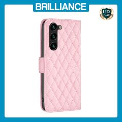 Brilliance LUX Samsung S24 Plus Flip Book PU real Leather Wallet Holder & Kickstand with Card Pockets Case Pink