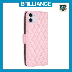 Brilliance LUX iPhone 11 Flip Book PU real Leather Wallet Holder & Kickstand with Card Pockets Case Pink
