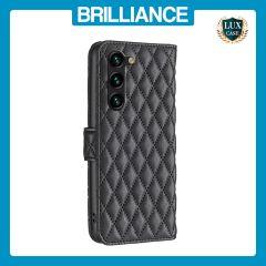 Brilliance LUX Samsung S24 Plus Flip Book PU real Leather Wallet Holder & Kickstand with Card Pockets Case Black