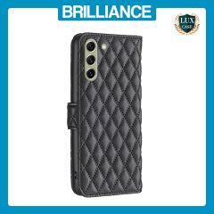 Brilliance LUX Samsung S21 FE/S21 LITE Flip Book PU real Leather Wallet Holder & Kickstand with Card Pockets Case Black