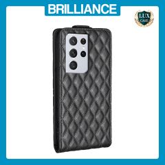Brilliance LUX Samsung S21 Ultra Flip PU Photo Frame Leather Up And Down Wallet with Card Pockets Case Black