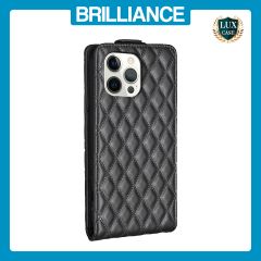 Brilliance LUX iPhone 12 Pro Max Flip PU Photo Frame Leather Up And Down Wallet with Card Pockets Case Black