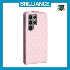 Brilliance LUX Samsung S23 Ultra Flip PU Photo Frame Leather Up And Down Wallet with Card Pockets Case Pink