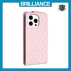 Brilliance LUX iPhone 14 Pro Max Flip PU Photo Frame Leather Up And Down Wallet with Card Pockets Case Pink