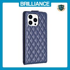Brilliance LUX iPhone 14 Pro Max Flip PU Photo Frame Leather Up And Down Wallet with Card Pockets Case Blue