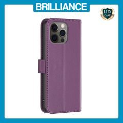 Brilliance LUX iPhone 12 Pro Max Flip PU Genuine Leather Detachable Strong Magnetic Wallet with Card Pockets Case Purple