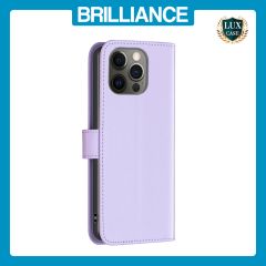 Brilliance LUX iPhone 12/12 Pro Flip Book PU Genuine Leather Detachable Strong Magnetic Wallet with Card Pockets Case lavender