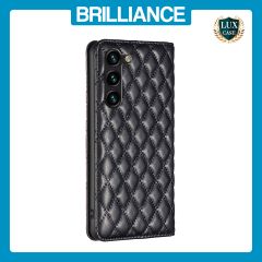 Brilliance LUX Samsung S24 Plus Flip PU Leather Holder Slots Magnetic Wallet with Card Pockets Case Black