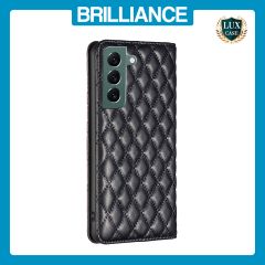Brilliance LUX Samsung S22 Plus Flip PU Leather Holder Slots Magnetic Wallet with Card Pockets Case Black