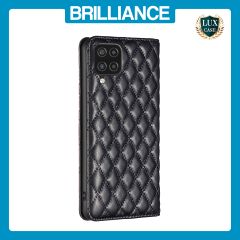 Brilliance LUX Samsung A12 Flip PU Leather Holder Slots Magnetic Wallet with Card Pockets Case Black